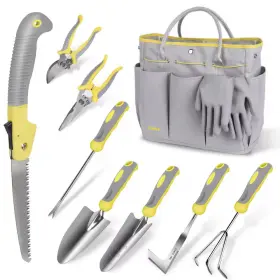 Misopily 313109865846 10 Pieces Stainless Steel Heavy Duty Garden Tool Set For Digging Planting Prunin