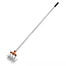 Misopily 445016686689 Stainless Steel Hand Rotary Cultivator Adjustable Poles Aluminum Tines Aerating