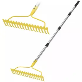 17-tines Misopily 445042349374 6 Ft. Stainless Steel Handle Metal Bow Rake With Heavy Duty Lawn And G