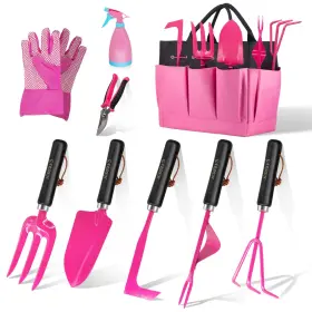 Yytz001 Monbel Gardening Tools 9-piece Heavy Duty Hand Set Pink Stainless