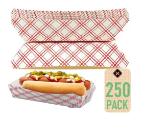 B07cyglv2v Mr Miracle 7 Inch Paper Hot Dog Tray In Red White Pattern. Pack Of 250. Disposab