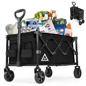 My-pld-002-bk-a Muarch Collapsible Utility Wagon Cart With Wheels All Terrain Black