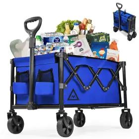 My-pld-002-bu-a Muarch Utility Wagon Cart With Wheels All Terrain Beach Garden Blue