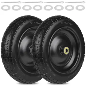 Sxl132p Myfamirea 4.00-6 Tires 13 Inch Flat Free Wheels Replacement Solid Rubber Wheelbarrow Heavy