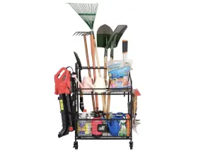 Sspt-24a196 Mythinglogic Freestanding Steel Garden Tool Utility Storage Rack Black 2-shelf