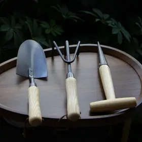 N&v 703346462142 Japanese Gardening Tools Set 3 Pcs Garden Nickel Plated Stainless