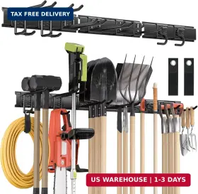 Nacial 666186844984 Garden Tool Organizer Wall Mount 48 Inches Storage Rack With Adjustable Ho