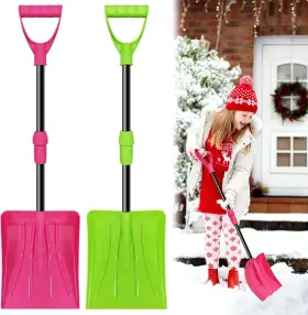 Namchebarwa 740863925309 2 Pack Kids Winter Snow Shovel Detachable Three-part Rose Red And Green Plastic K