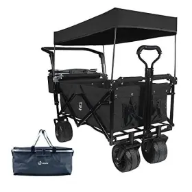 Napfox 730635886761 Collapsible Wagon Heavy Duty Folding Cart With Removable Canopy 4 Inch Wid