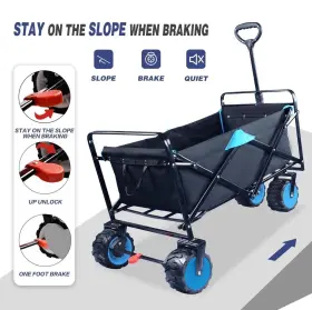 Napfox 797241869458 All Terrain Folding Large Heavy Duty Cart With Big Wheels Breaks #2