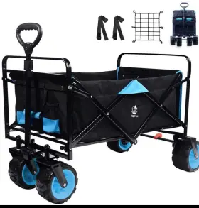 Napfox 797241869458 All Terrain Folding Large Heavy Duty Cart With Big Wheels Breaks #3