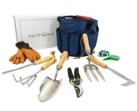 Natury 065002688040 Garden Tools Set Premium Stainless Steel Gardening Hand With Solid Be