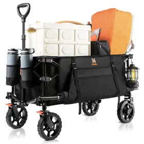 Navatiee 610625549114 Collapsible Folding Wagon Heavy Duty Utility Beach Cart With