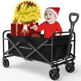 Nebicals 673132950811 Small Pull Wagons Carts Foldable Grocery Cart On Wheels Collapsibl