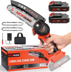 Pcs0002 New Huing 6-inch Mini Electric Chainsaw Cordless - Handheld Portable With 2 Ba