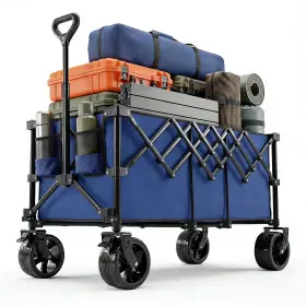 Newbulig 768857251838 440lb Extralong Heavyduty Collapsible Garden Wagon Cart Allterrain