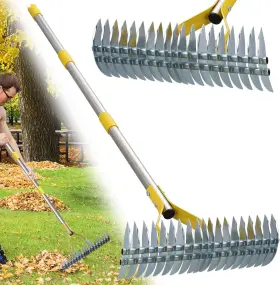 Nc19t Nicecho Two Sides Thatch Rake 19 Tines / 55 Inch Long Garden Tool For Yard Lawn Field Plant