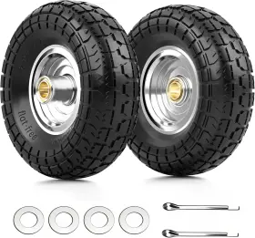 3.50-4-w4-a Ning Shuo 4.10/3.50-4-w4-a 4.10/3.50-4 Flat Free Tire And Wheel 2 Pack 10 Inch Solid Pu Heavy Duty Tires Wit