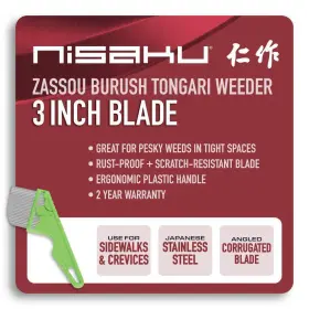 Njp2511 Nisaku Angled Weeder Stainless Steel Head 3 In Blade Plastic Short Handle #2