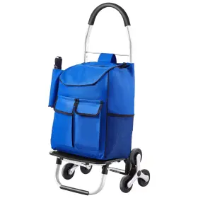 2029b Nobrand Collapsible 36l Shopping Cart With 6 Wheels And Oxford Bag For Grocery