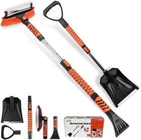 T88829 Nobrand 42 Inch Extendable Snow Brush With Foam Grip And 180 Pivot Head For Vehicles