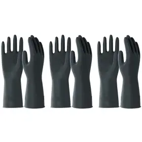 D1qgm31 North Tower Heavy Duty Black Rubber Gloves For Cleaning - Non-slip Grip Palm