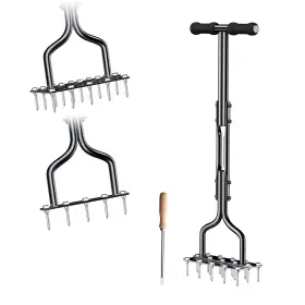 Bqj-15d-q Nucyky Spike Lawn Aerator Tool With 15 Iron Spikes 2-in-1 Manual W