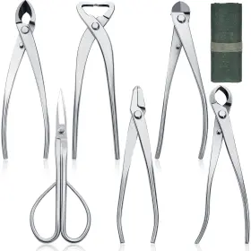 Ao-nuogo-4025 Nuogo 6 Piece Bonsai Tool Set With Roll Bag 8 Inch Heavy Duty Gardening Pruni