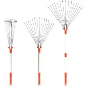 Nvnoo 744759799500 63 Inch Adjustable Metal Garden Leaf Rake Expandable Folding Leaves Brush For La