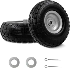 Oebyzwsl-0628 Oebyzwsl 711181528473 10 Inch Flat Free Solid Tire Wheel Airless 4.10/3.50-4 5/8 Bearings 2 Pack Gray