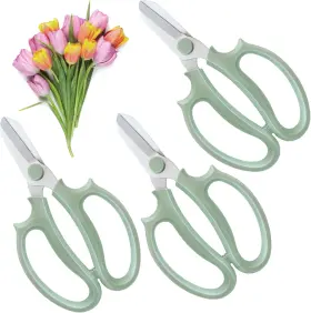 Ojyudd 445053096090 3 Pcs Green Garden Flower Scissors Shears Premium Stainless Steel Floral