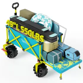 21813-1-krgyf Old Bahama Bay 300lbs Extra Long 49 Inch L Beach Wagon With Big Wheels Brake