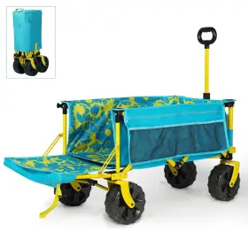 Old Bahama Bay 844093043243 50 Inch Extra Long Beach Wagon With Big Wheels For Sand Collapsible Utility
