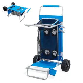 Amz-s21-bch-007-001 Old Bahama Bay 2-in-1 Beach Cart With Big Wheels Cooler Bag 4 Cup Holders Umbrella Rack