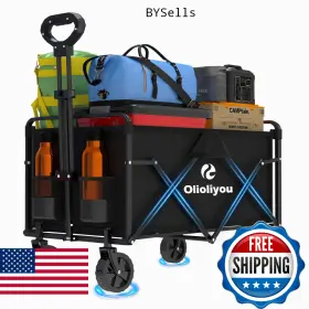B0fvwqkssj Olioliyou Collapsible Wagon Cart- 380lbs Folding Beach Utility Portable Groc