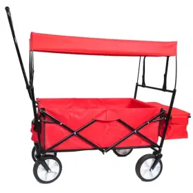 Olumat 717181828711 3.6 Cu. Ft. Red Metal Garden Cart Shopping Folding Wagon