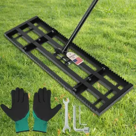 Ooiior 763475419912 32 Inch X 10 Lawn Leveling Rake For Soil Sectional Adjustable Handle Yard Rakes