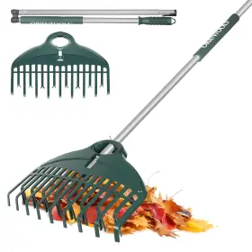 Cpx-008-sia Orientools Rake For Garden Leaf With New Double Row Tine 17 Inches Head