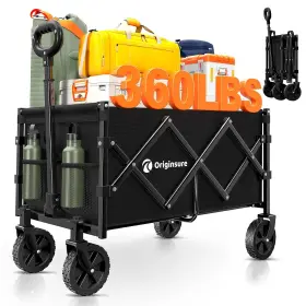 Originsure 762736029679 Collapsible Wagon Cart Foldable - Portable Heavy Duty Folding Beach Wagons Wi