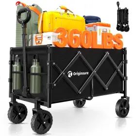 Originsure 762736029723 Collapsible Wagon Cart Foldable - Portable Heavy Duty Folding Beach Wagons Wi