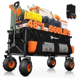 Originsure 797465342379 48 Inch L Collapsible Beach Wagon With Big 10 Balloon Wheels For Sand 560lbs Black