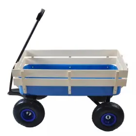 Otryad 744110878530 Outdoor Wagon All Terrain Pulling Wood Railing Air Tires Children Kid Garden Se