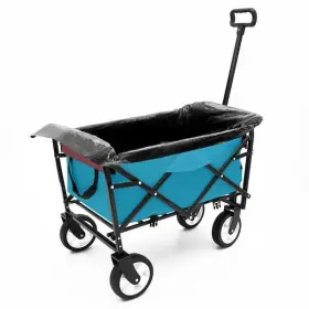 Otryad 756804874971 9.7 Cu. Ft. Fabric Collapsible Garden Cart Wagon With 3 Plastic Liner Bags Cyan