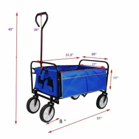 Qs-wy172 Otryad Folding Wagon Garden Shopping Beach Cart Steel Frame Material In Blue #3