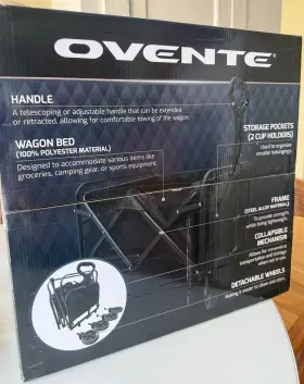 Wfu011b Ovente Brand New Black Collapsible Foldable Wagon 220lb Max Capacity