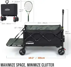 200l Overmont 060990781353 Foldable Wagon Cart - 49.2 Inch Extended Heavy Duty Collapsible Fol #3