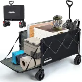 200l Overmont 060990781353 Foldable Wagon Cart - 49.2 Inch Extended Heavy Duty Collapsible Fol