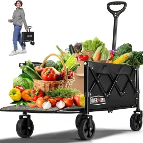 Overmont 060990789687 Collapsible Foldable Wagon Cart - 220lbs Extended Heavy Duty Folding Utility