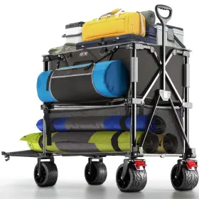 Om-dwcn-02 Overmont 400l Foldable Double Decker Wagon - Large Capacity Cart- 47 Inch