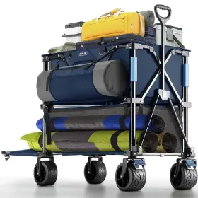 Om-dwcn-03 Overmont 400l Foldable Double Decker Wagon Cart 47in Extender 450lbs Allterrain